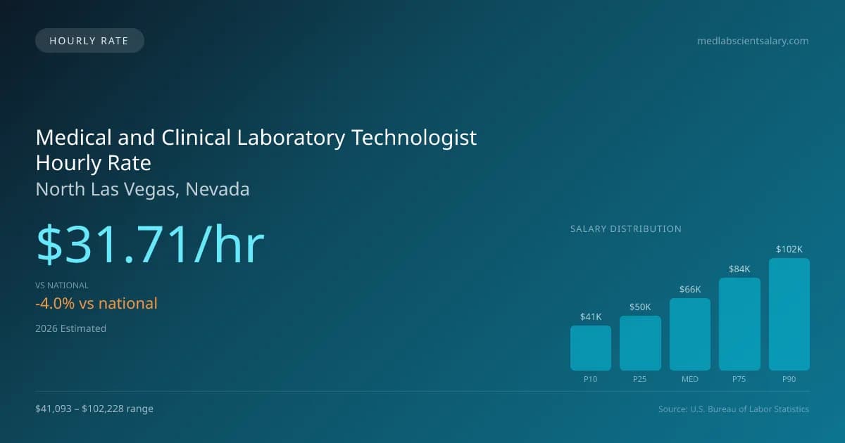 Medical and Clinical Laboratory Technologist Hourly Rate in North Las Vegas, NV — 2026 est., based on 2025 BLS