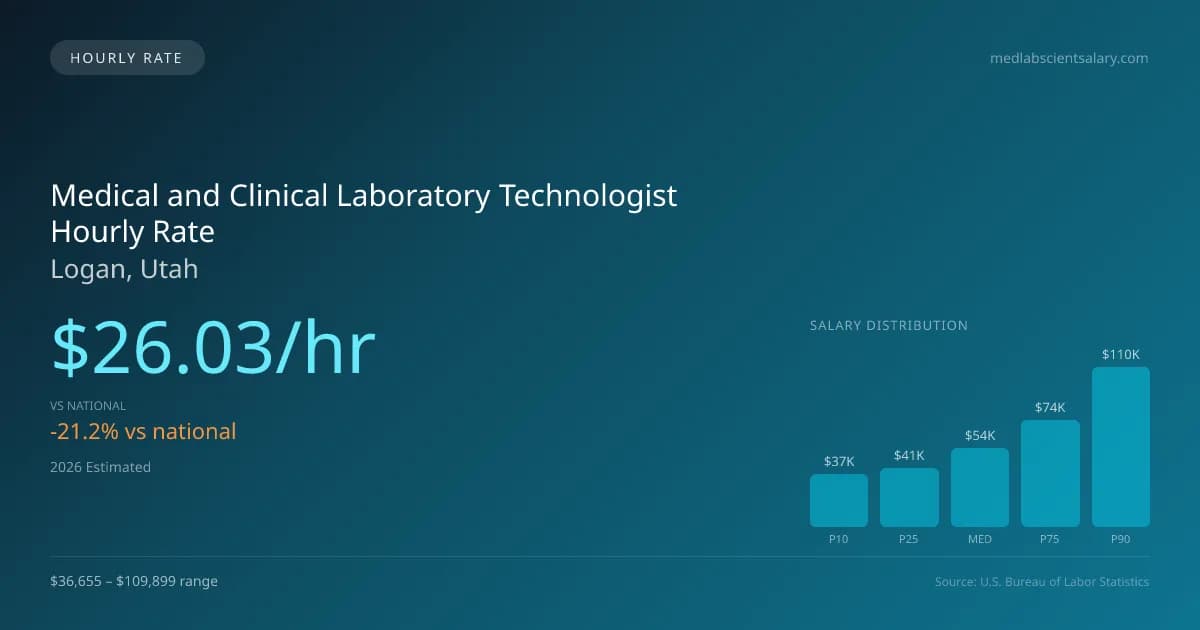 Medical and Clinical Laboratory Technologist Hourly Rate in Logan, UT — 2026 est., based on 2025 BLS