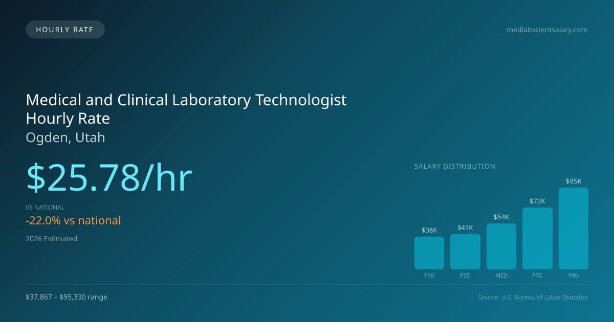 Medical and Clinical Laboratory Technologist Hourly Rate in Ogden, UT — 2026 est., based on 2025 BLS