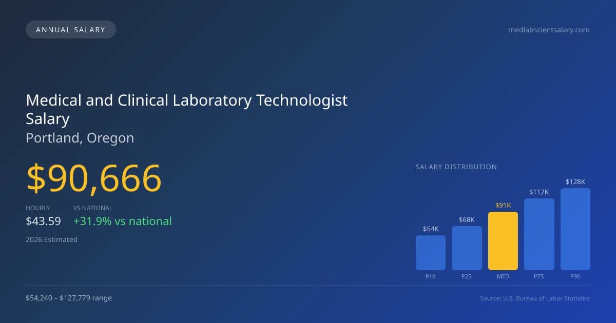 Medical and Clinical Laboratory Technologist Salary in Portland, OR — 2026 est., based on 2025 BLS