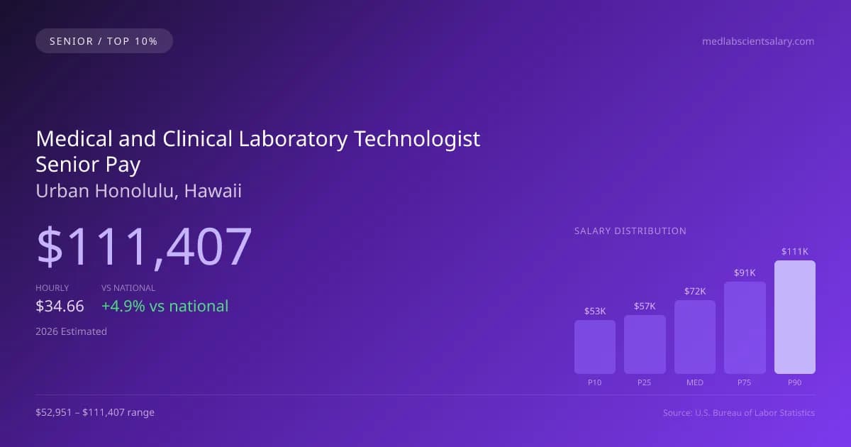 Medical and Clinical Laboratory Technologist Senior Salary in Urban Honolulu, HI — 2026 est., based on 2025 BLS
