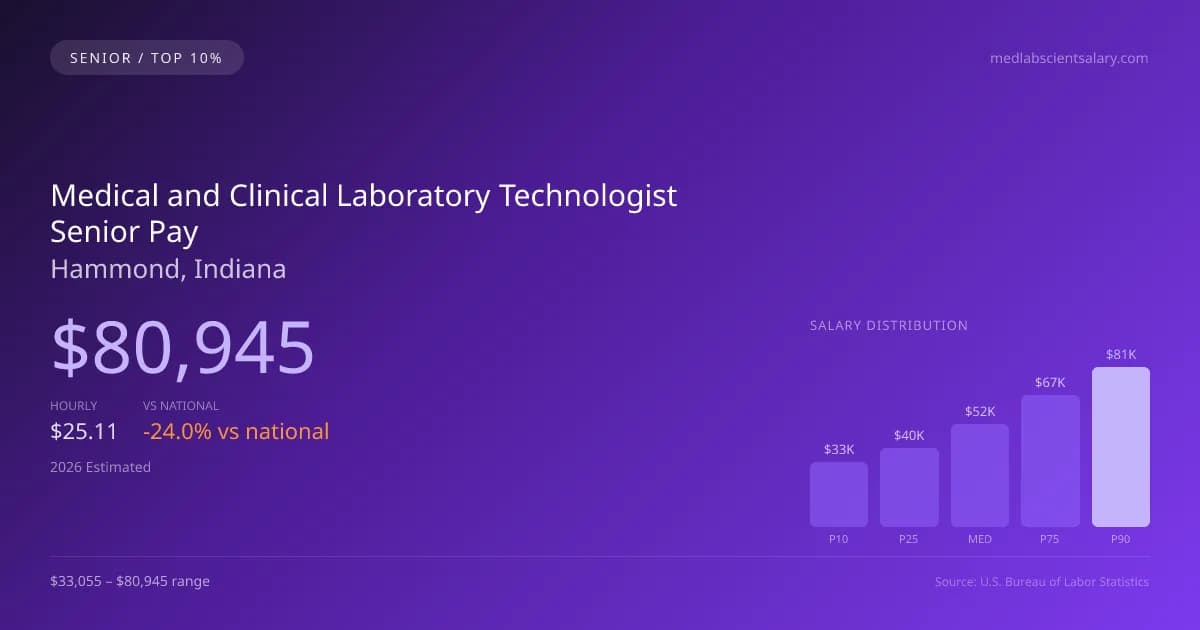 Medical and Clinical Laboratory Technologist Senior Salary in Hammond, IN — 2026 est., based on 2025 BLS