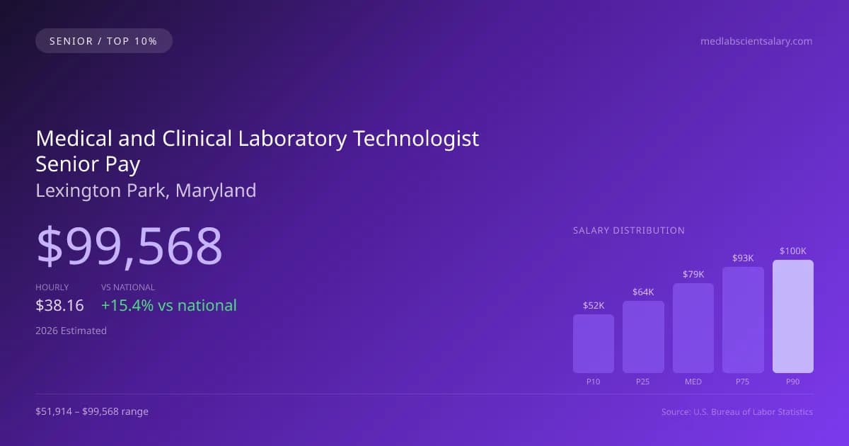 Medical and Clinical Laboratory Technologist Senior Salary in Lexington Park, MD — 2026 est., based on 2025 BLS