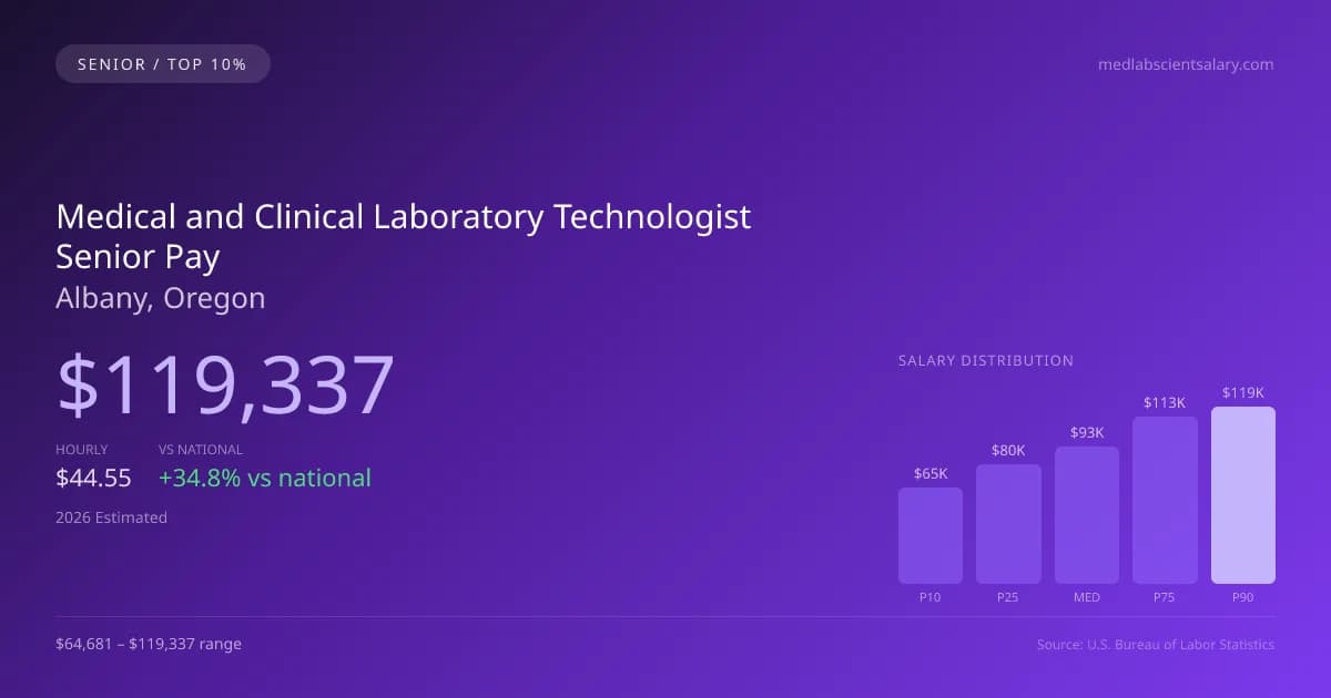 Medical and Clinical Laboratory Technologist Senior Salary in Albany, OR — 2026 est., based on 2025 BLS
