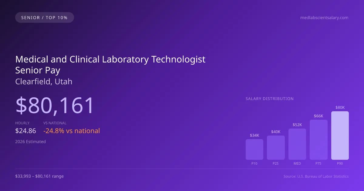 Medical and Clinical Laboratory Technologist Senior Salary in Clearfield, UT — 2026 est., based on 2025 BLS