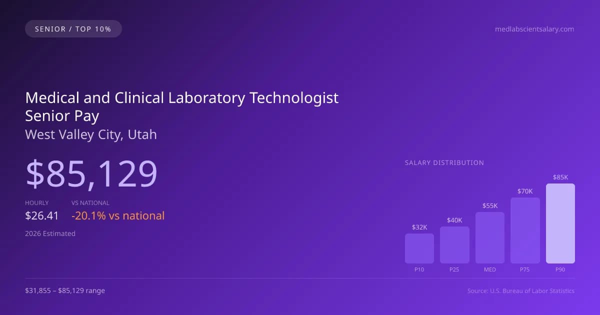 Medical and Clinical Laboratory Technologist Senior Salary in West Valley City, UT — 2026 est., based on 2025 BLS