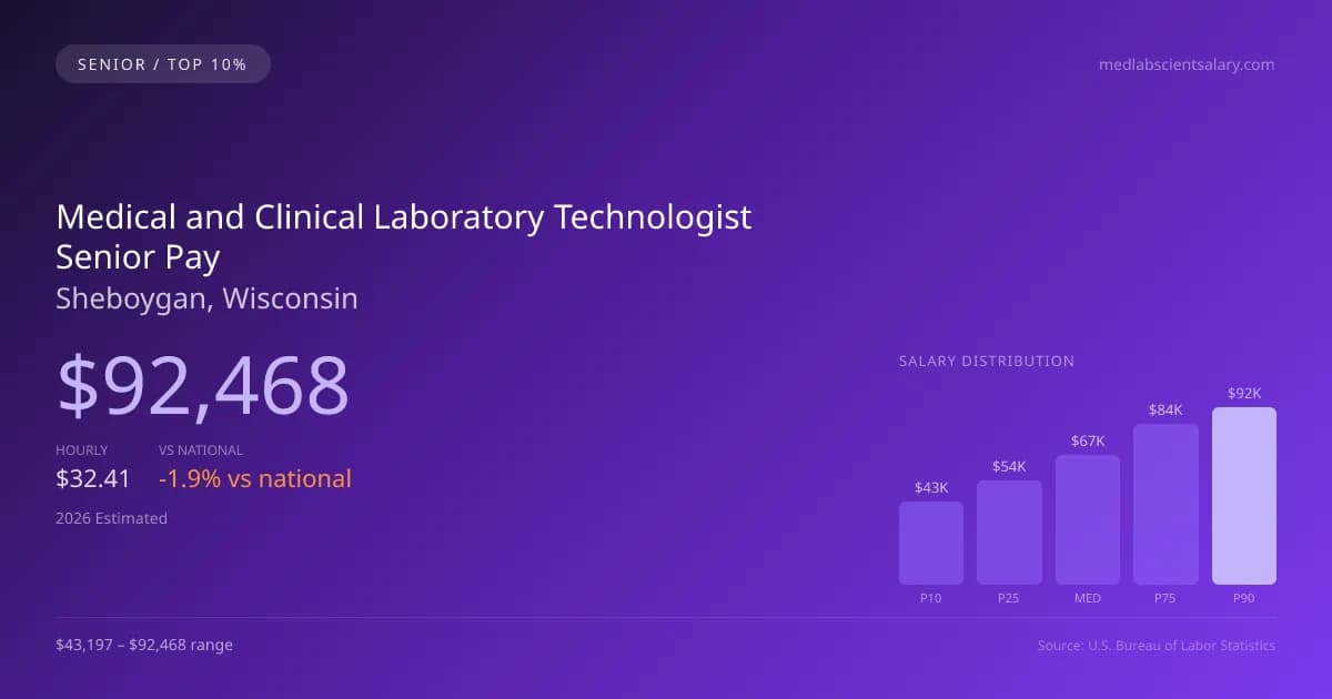 Medical and Clinical Laboratory Technologist Senior Salary in Sheboygan, WI — 2026 est., based on 2025 BLS
