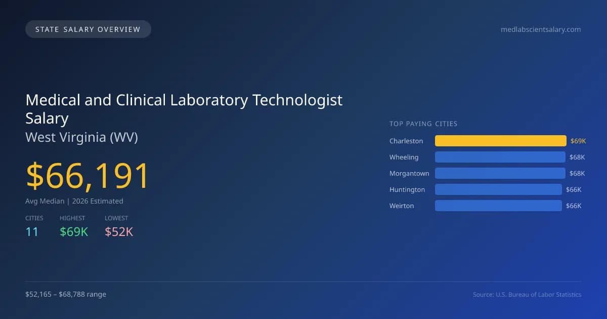Medical and Clinical Laboratory Technologist Salary in West Virginia - 2025 BLS Data Infographic