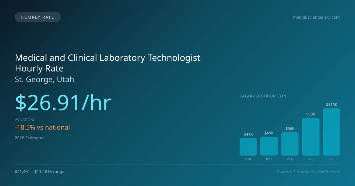 Medical and Clinical Laboratory Technologist Hourly Rate in St. George, UT — 2026 est., based on 2025 BLS