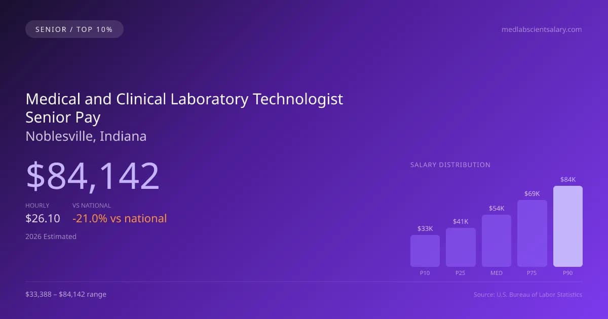 Medical and Clinical Laboratory Technologist Senior Salary in Noblesville, IN — 2026 est., based on 2025 BLS