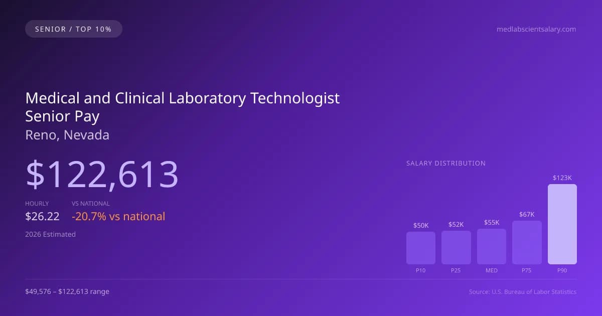Medical and Clinical Laboratory Technologist Senior Salary in Reno, NV — 2026 est., based on 2025 BLS