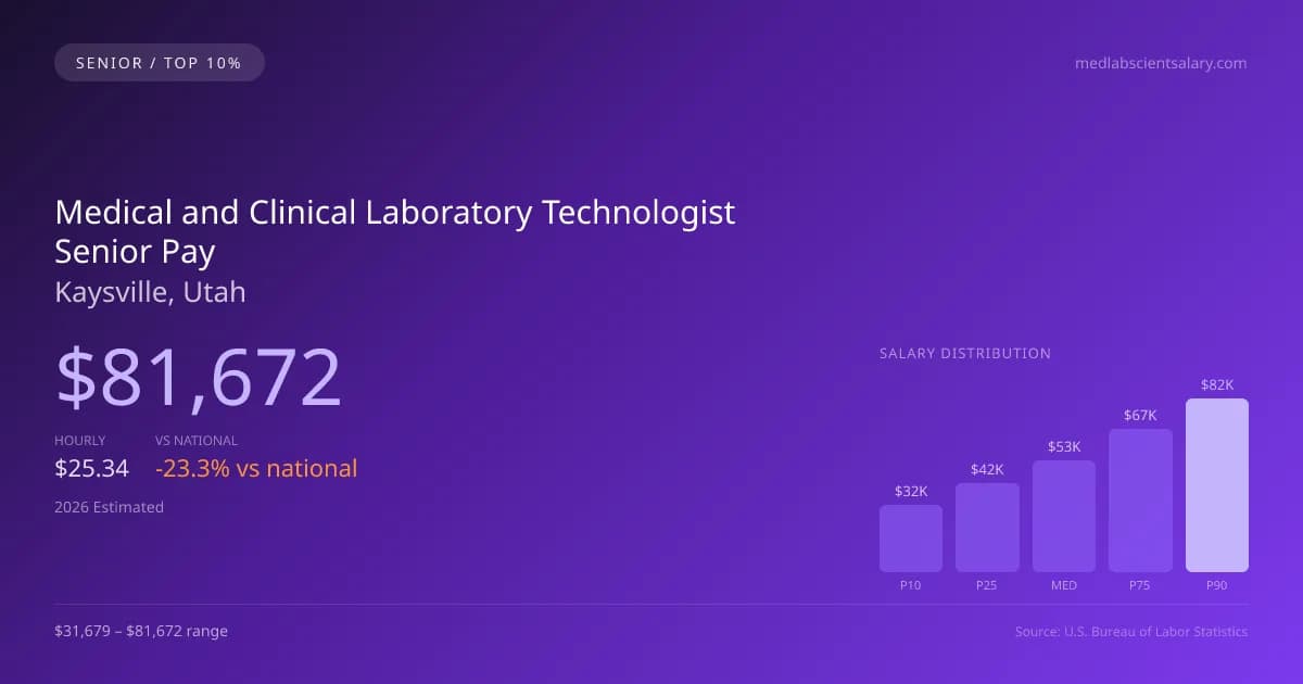 Medical and Clinical Laboratory Technologist Senior Salary in Kaysville, UT — 2026 est., based on 2025 BLS