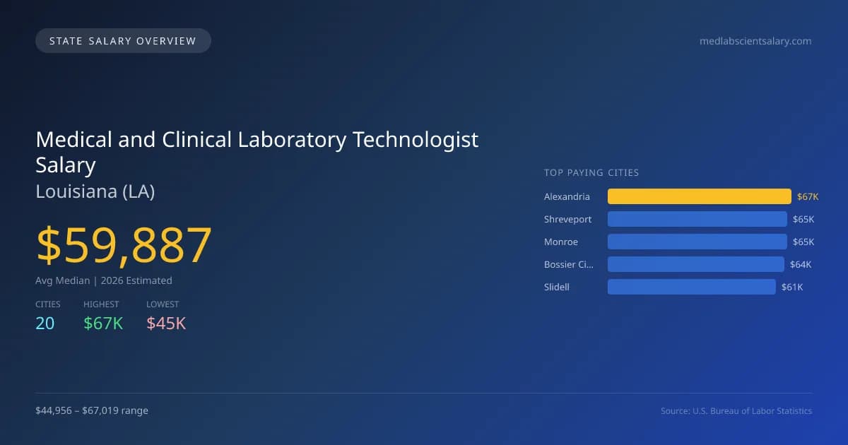 Medical and Clinical Laboratory Technologist Salary in Louisiana - 2025 BLS Data Infographic
