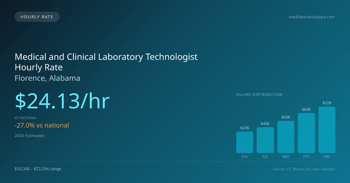 Medical and Clinical Laboratory Technologist Hourly Rate in Florence, AL — 2026 est., based on 2025 BLS