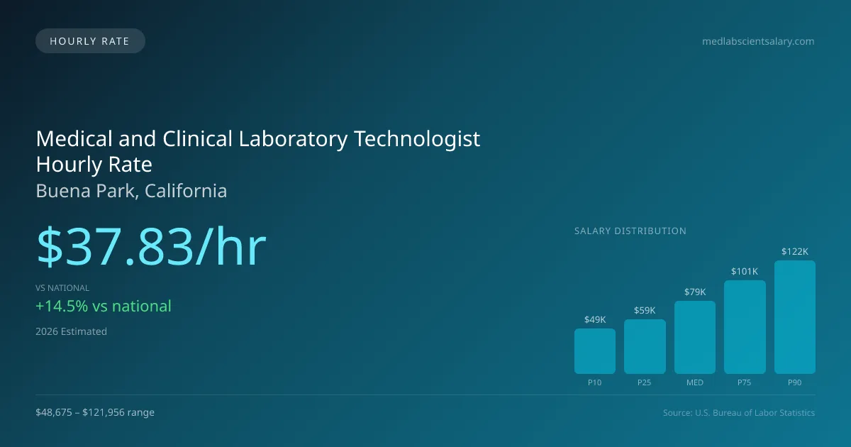 Medical and Clinical Laboratory Technologist Hourly Rate in Buena Park, CA — 2026 est., based on 2025 BLS