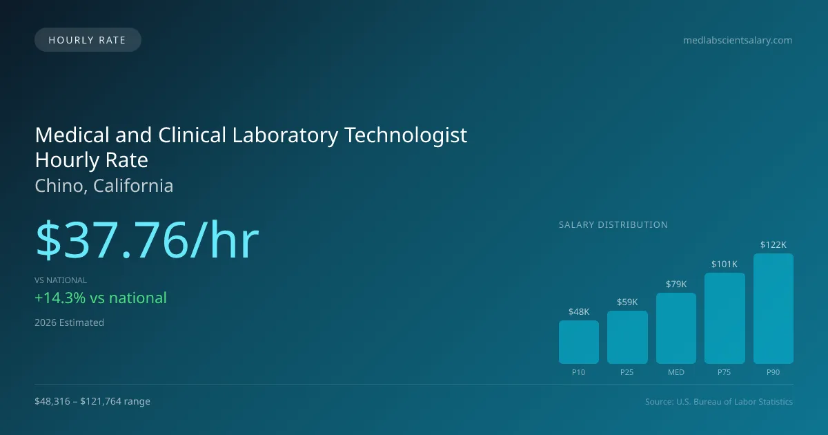 Medical and Clinical Laboratory Technologist Hourly Rate in Chino, CA — 2026 est., based on 2025 BLS