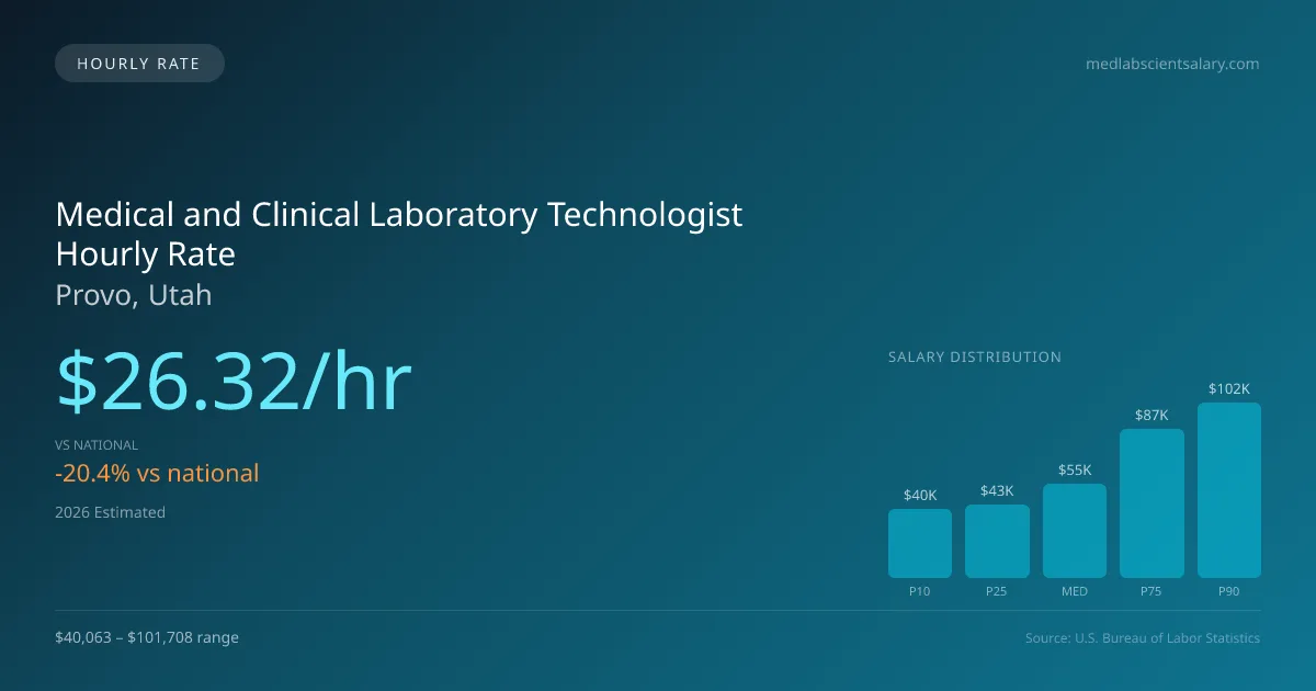Medical and Clinical Laboratory Technologist Hourly Rate in Provo, UT — 2026 est., based on 2025 BLS