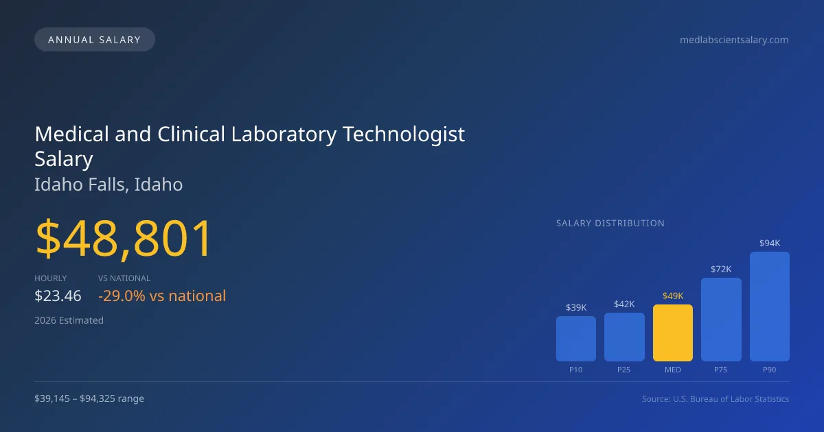 Medical and Clinical Laboratory Technologist Salary in Idaho Falls, ID โ 2026 est., based on 2025 BLS