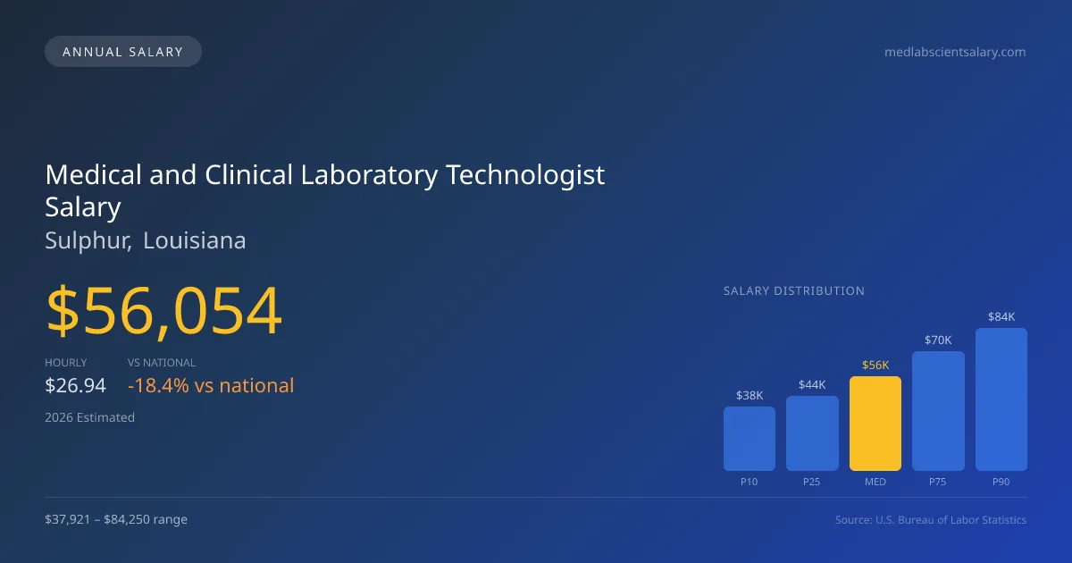 Medical and Clinical Laboratory Technologist Salary in Sulphur, LA — 2026 est., based on 2025 BLS