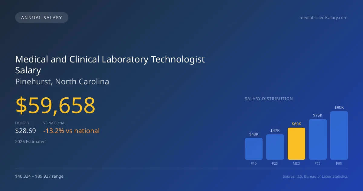 Medical and Clinical Laboratory Technologist Salary in Pinehurst, NC — 2026 est., based on 2025 BLS