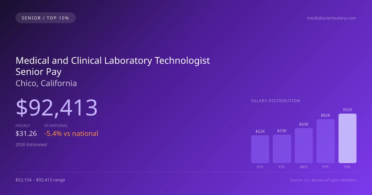 Medical and Clinical Laboratory Technologist Senior Salary in Chico, CA — 2026 est., based on 2025 BLS