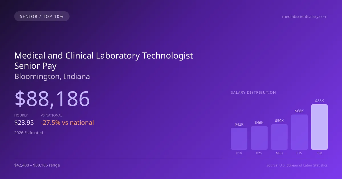 Medical and Clinical Laboratory Technologist Senior Salary in Bloomington, IN — 2026 est., based on 2025 BLS