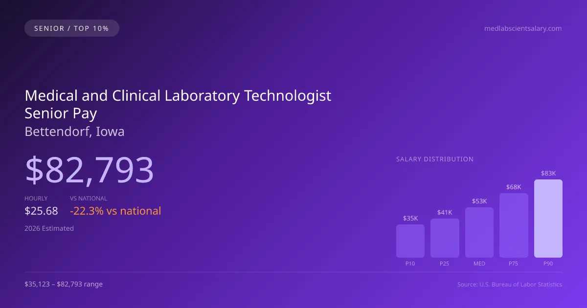 Medical and Clinical Laboratory Technologist Senior Salary in Bettendorf, IA — 2026 est., based on 2025 BLS