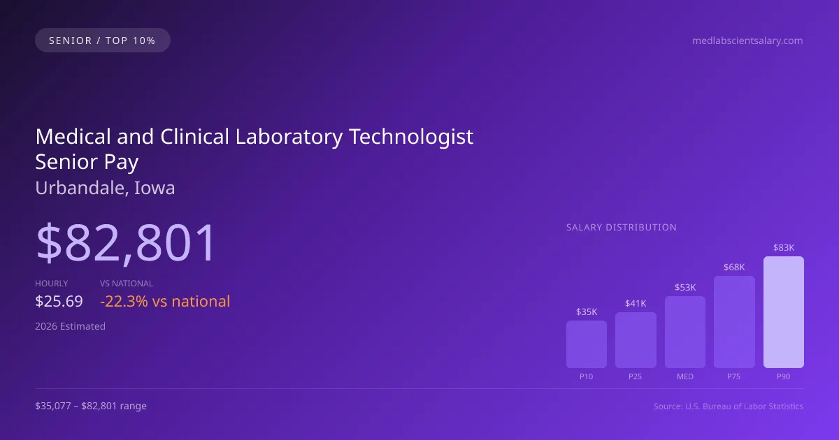 Medical and Clinical Laboratory Technologist Senior Salary in Urbandale, IA — 2026 est., based on 2025 BLS