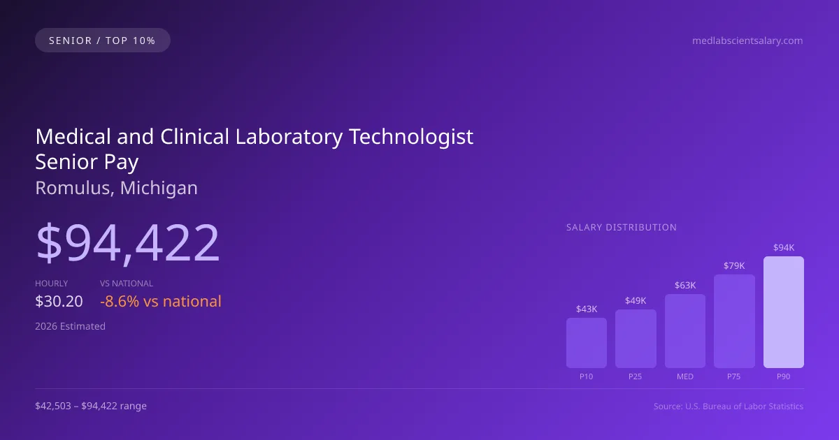 Medical and Clinical Laboratory Technologist Senior Salary in Romulus, MI — 2026 est., based on 2025 BLS