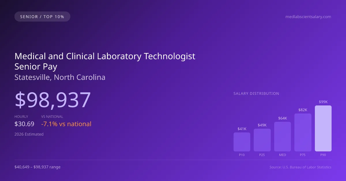 Medical and Clinical Laboratory Technologist Senior Salary in Statesville, NC — 2026 est., based on 2025 BLS