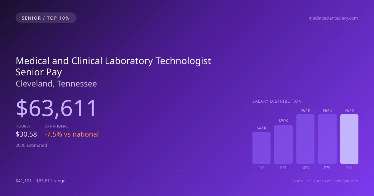 Medical and Clinical Laboratory Technologist Senior Salary in Cleveland, TN — 2026 est., based on 2025 BLS