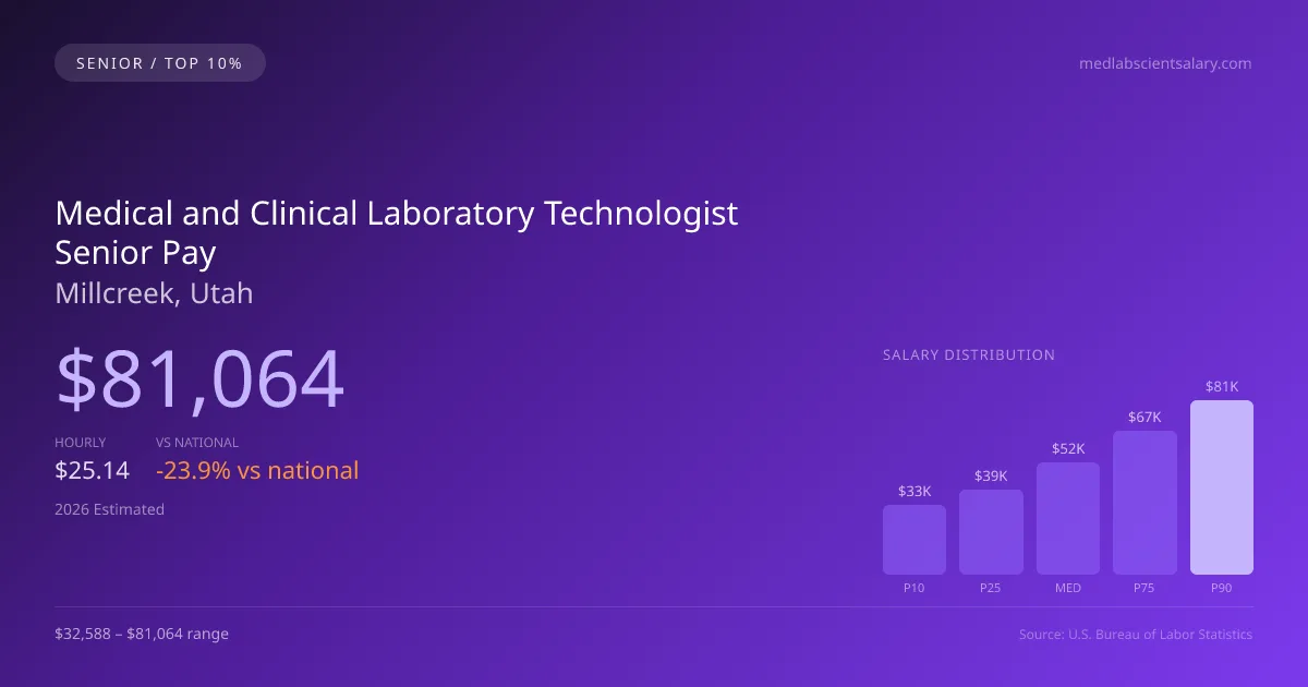 Medical and Clinical Laboratory Technologist Senior Salary in Millcreek, UT — 2026 est., based on 2025 BLS