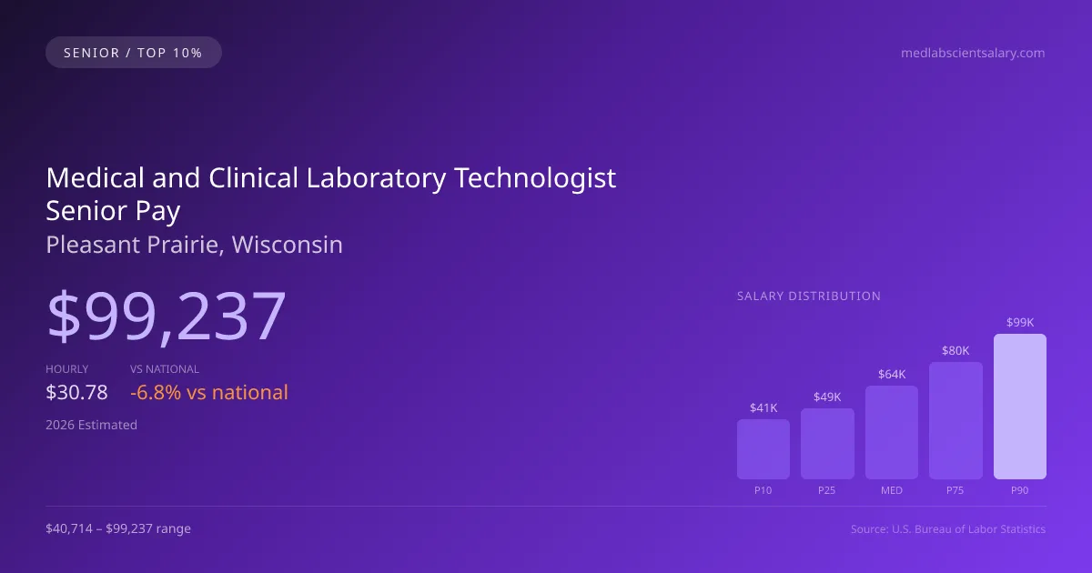 Medical and Clinical Laboratory Technologist Senior Salary in Pleasant Prairie, WI — 2026 est., based on 2025 BLS
